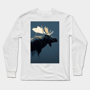 Swedish Minimalism Moose Abstract Artwork Long Sleeve T-Shirt